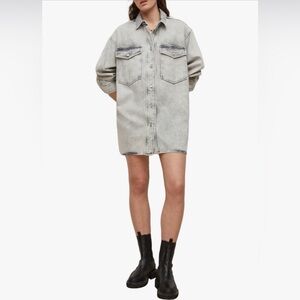 All Saints Lily Denim Shirtdress, Grey, Size 10